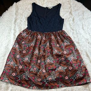 Anthropologie Weston Navy Floral Dress with Pockets, Size 10